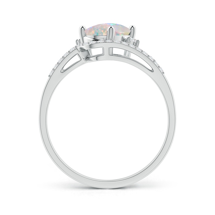 8x6mm AAAA Oval Opal and Diamond Wedding Band Ring Set in P950 Platinum side-1