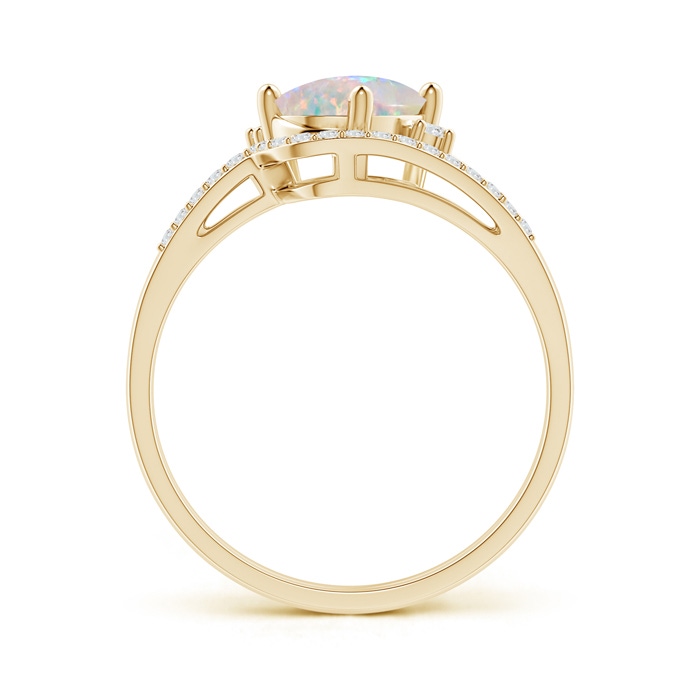 8x6mm AAAA Oval Opal and Diamond Wedding Band Ring Set in Yellow Gold side-1