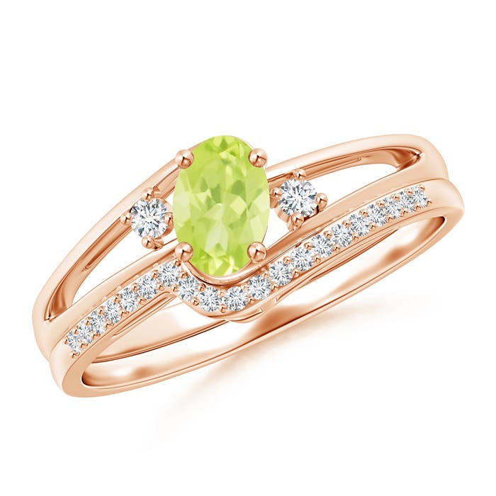 A - Peridot / 0.61 CT / 14 KT Rose Gold