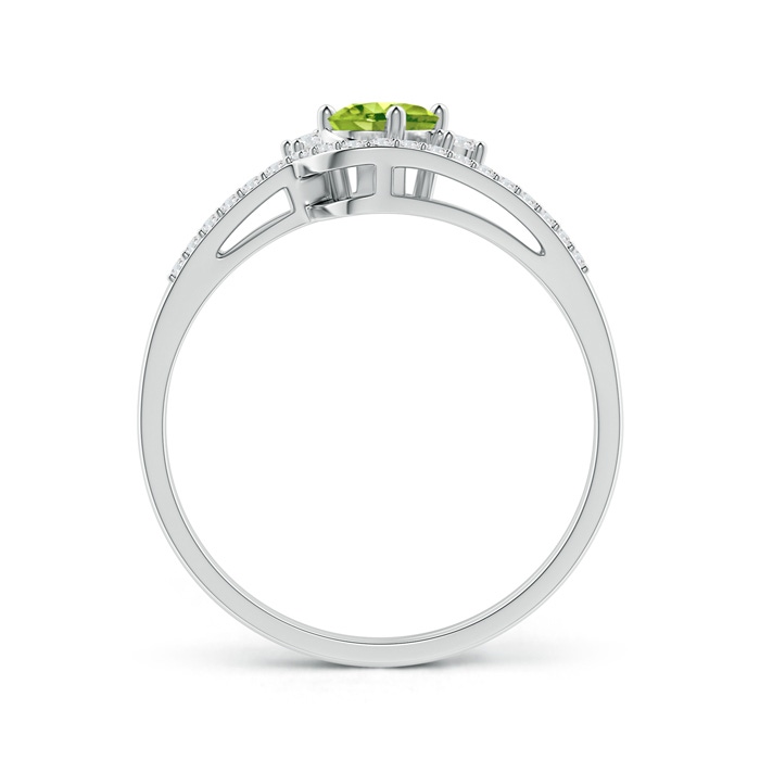 6x4mm AAA Oval Peridot and Diamond Wedding Band Ring Set in White Gold product image