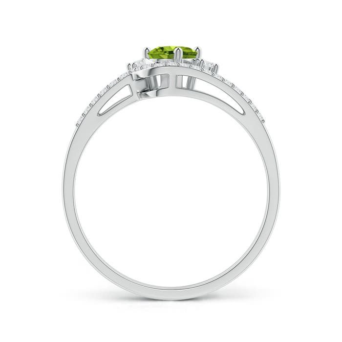6x4mm AAAA Oval Peridot and Diamond Wedding Band Ring Set in P950 Platinum