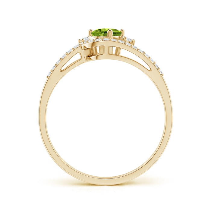 6x4mm AAAA Oval Peridot and Diamond Wedding Band Ring Set in Yellow Gold product image