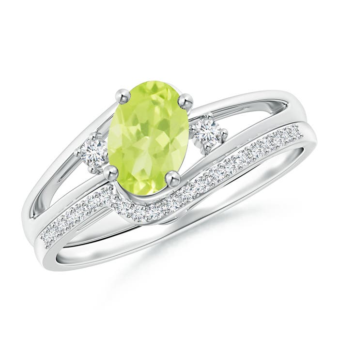 A - Peridot / 0.98 CT / 14 KT White Gold