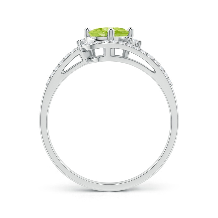7x5mm AA Oval Peridot and Diamond Wedding Band Ring Set in White Gold product image