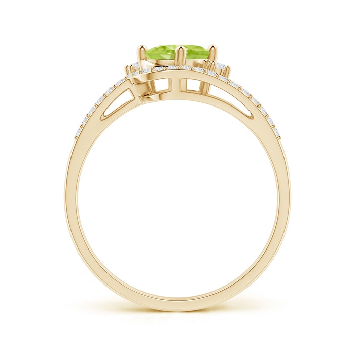 7x5mm AA Oval Peridot and Diamond Wedding Band Ring Set in Yellow Gold product image
