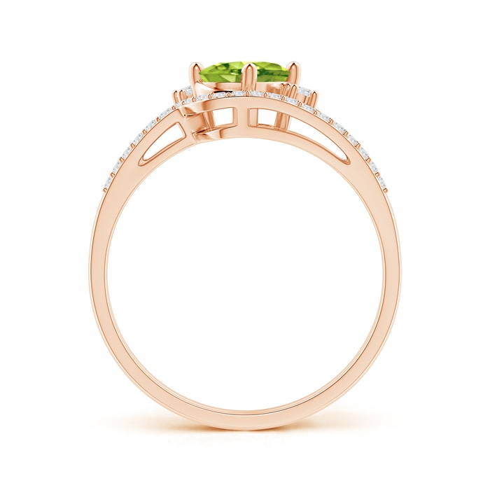 7x5mm AAA Oval Peridot and Diamond Wedding Band Ring Set in Rose Gold product image