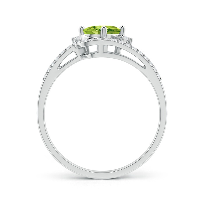 7x5mm AAA Oval Peridot and Diamond Wedding Band Ring Set in White Gold Product Image