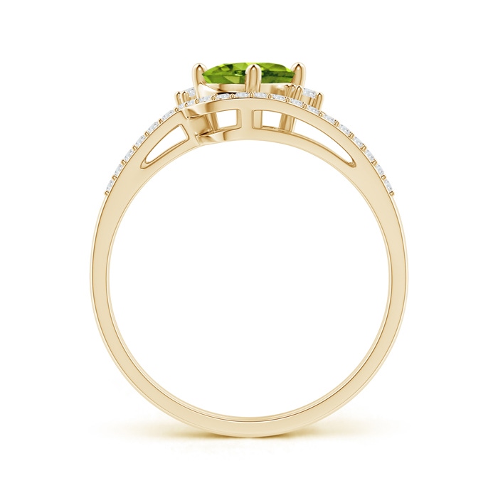 7x5mm AAAA Oval Peridot and Diamond Wedding Band Ring Set in Yellow Gold product image