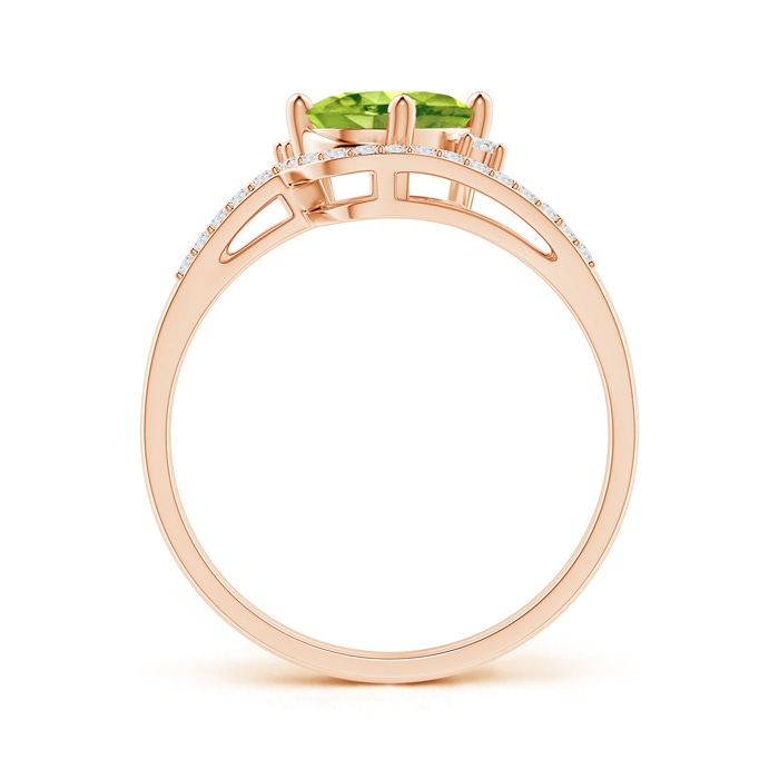 8x6mm AAA Oval Peridot and Diamond Wedding Band Ring Set in Rose Gold product image