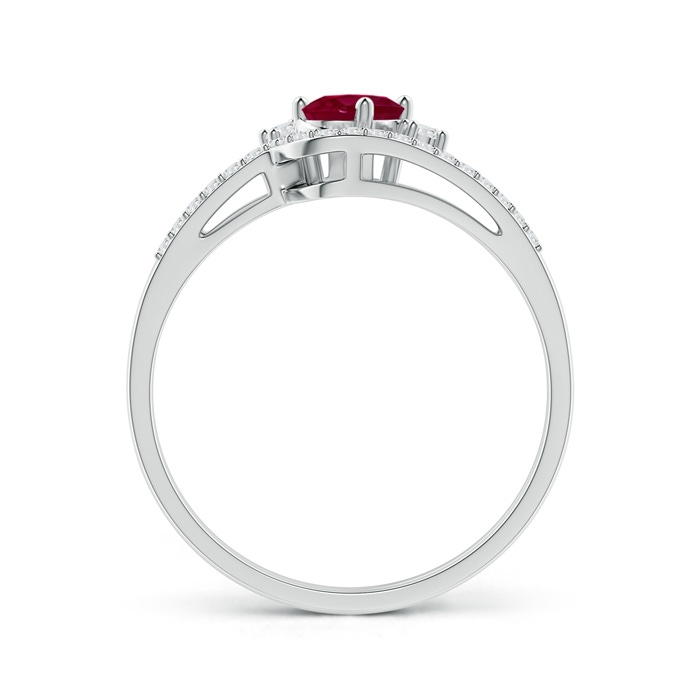 6x4mm A Oval Ruby and Diamond Wedding Band Ring Set in P950 Platinum side-1