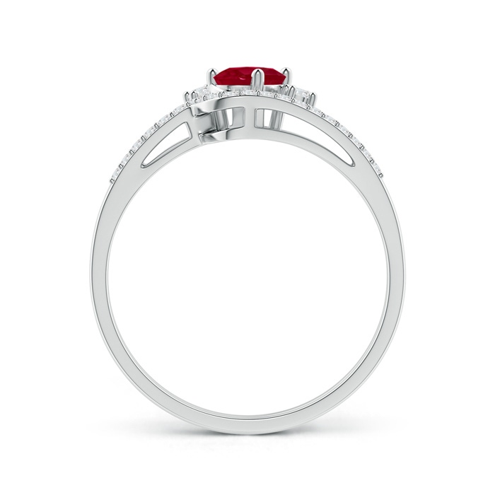 6x4mm AA Oval Ruby and Diamond Wedding Band Ring Set in White Gold side-1