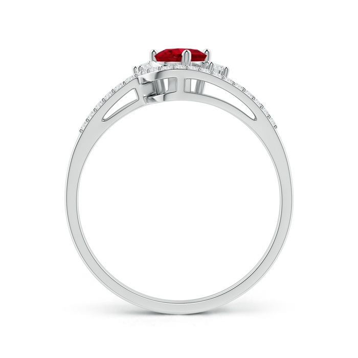 6x4mm AAA Oval Ruby and Diamond Wedding Band Ring Set in P950 Platinum side-1