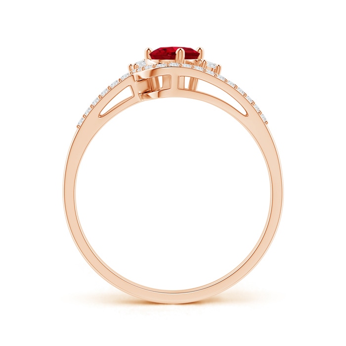 6x4mm AAA Oval Ruby and Diamond Wedding Band Ring Set in Rose Gold side-1