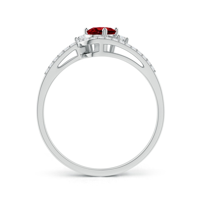 6x4mm AAAA Oval Ruby and Diamond Wedding Band Ring Set in P950 Platinum side-1