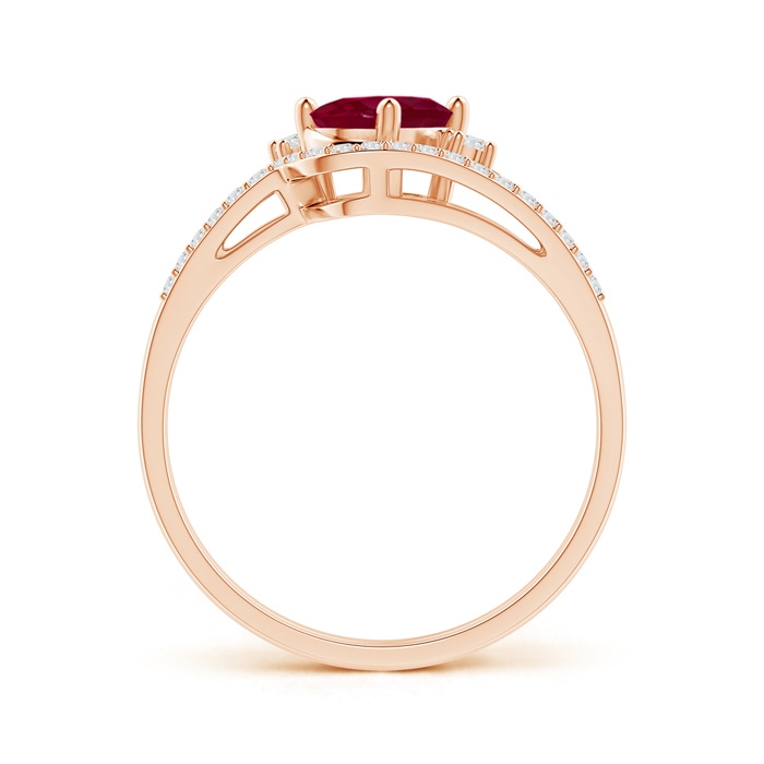 7x5mm A Oval Ruby and Diamond Wedding Band Ring Set in Rose Gold side-1