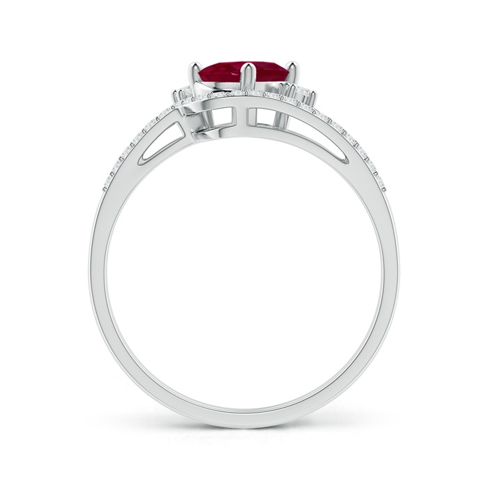 7x5mm A Oval Ruby and Diamond Wedding Band Ring Set in White Gold side-1