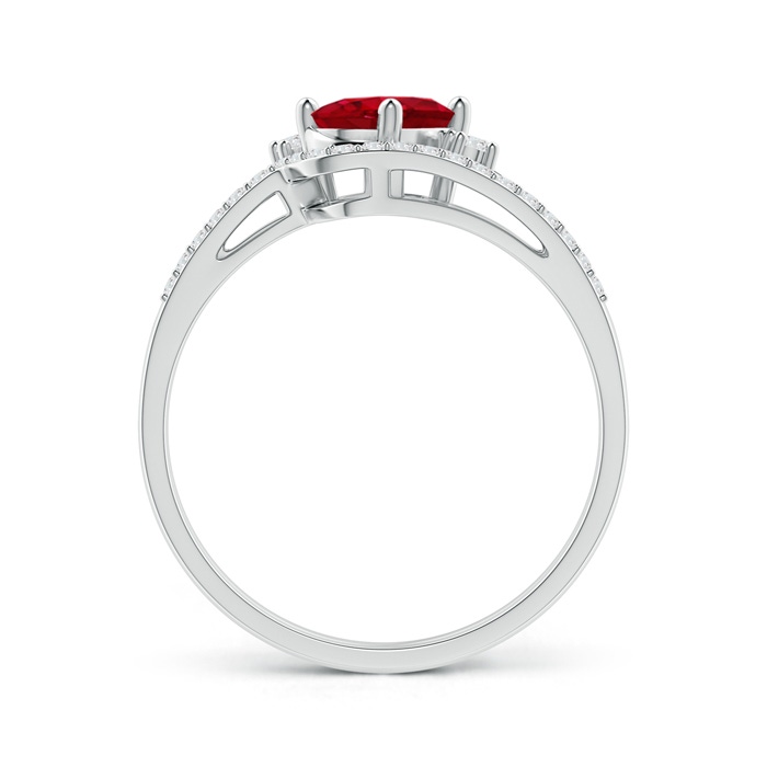 7x5mm AAA Oval Ruby and Diamond Wedding Band Ring Set in P950 Platinum side-1
