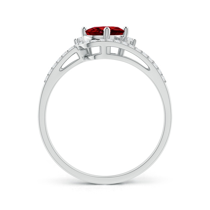 7x5mm AAAA Oval Ruby and Diamond Wedding Band Ring Set in P950 Platinum side-1