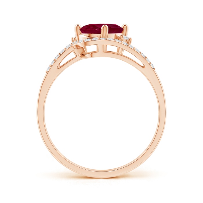 8x6mm A Oval Ruby and Diamond Wedding Band Ring Set in Rose Gold side-1