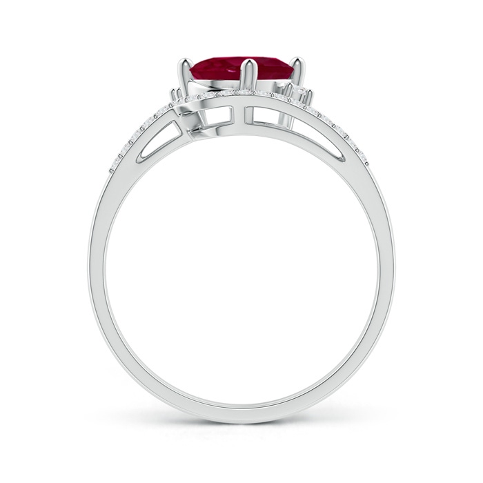 8x6mm A Oval Ruby and Diamond Wedding Band Ring Set in White Gold side-1