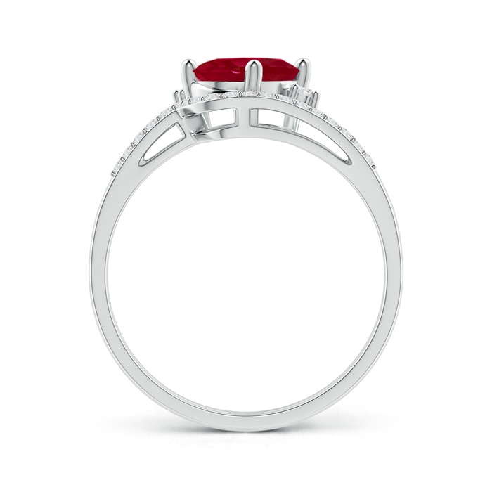 8x6mm AA Oval Ruby and Diamond Wedding Band Ring Set in White Gold side-1