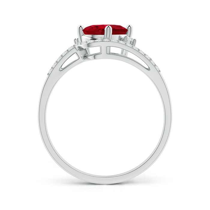 8x6mm AAA Oval Ruby and Diamond Wedding Band Ring Set in White Gold side-1