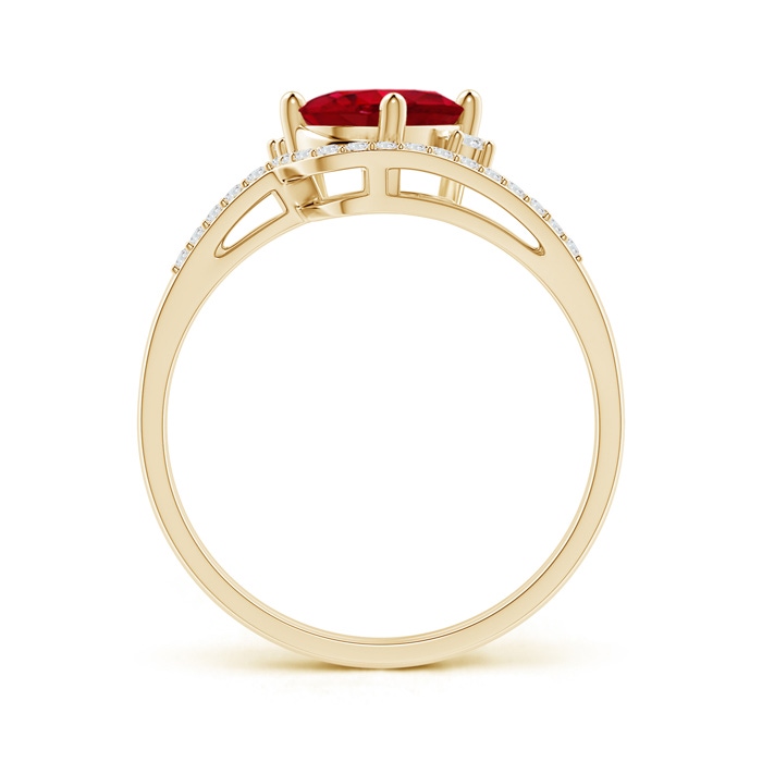 8x6mm AAA Oval Ruby and Diamond Wedding Band Ring Set in Yellow Gold side-1