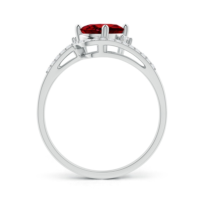 8x6mm AAAA Oval Ruby and Diamond Wedding Band Ring Set in P950 Platinum side-1