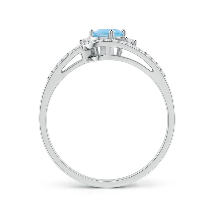 6x4mm A Oval Swiss Blue Topaz and Diamond Wedding Band Ring Set in White Gold side-1