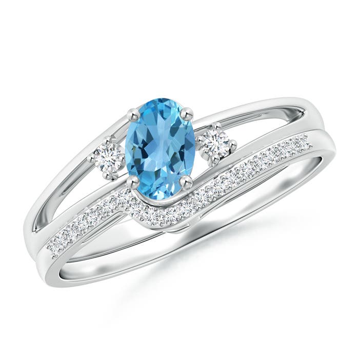 AA - Swiss Blue Topaz / 0.67 CT / 14 KT White Gold