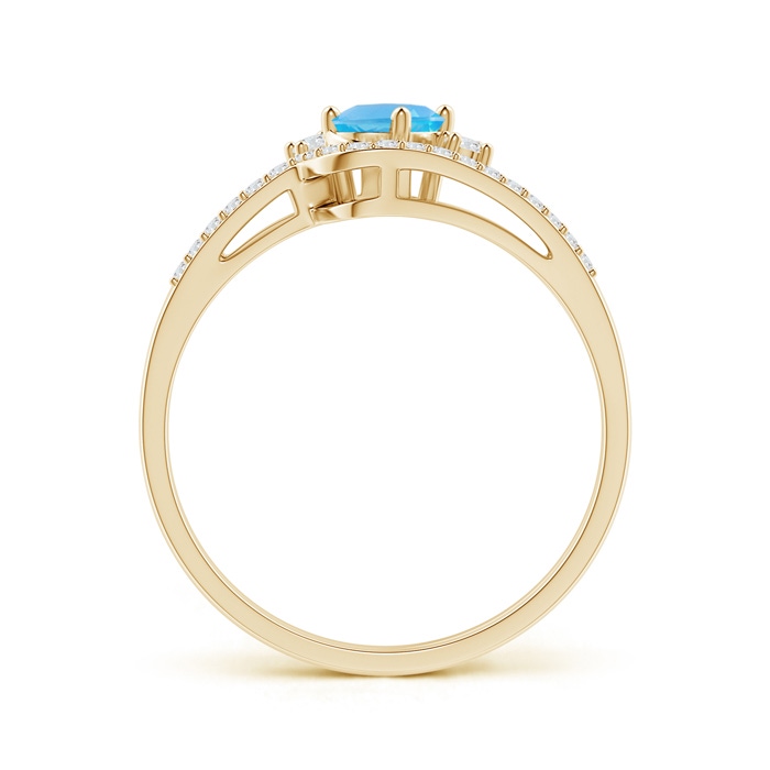 6x4mm AA Oval Swiss Blue Topaz and Diamond Wedding Band Ring Set in Yellow Gold side-1
