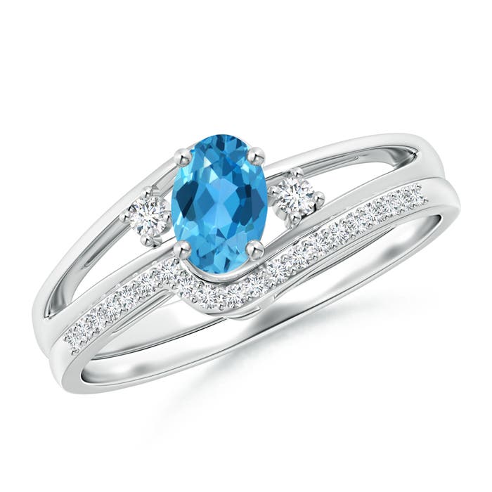 AAA - Swiss Blue Topaz / 0.67 CT / 14 KT White Gold