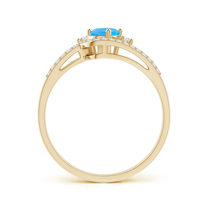 6x4mm AAA Oval Swiss Blue Topaz and Diamond Wedding Band Ring Set in Yellow Gold side-1