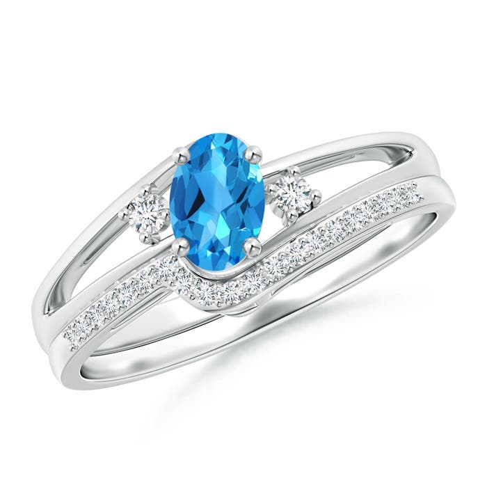 AAAA - Swiss Blue Topaz / 0.67 CT / 14 KT White Gold