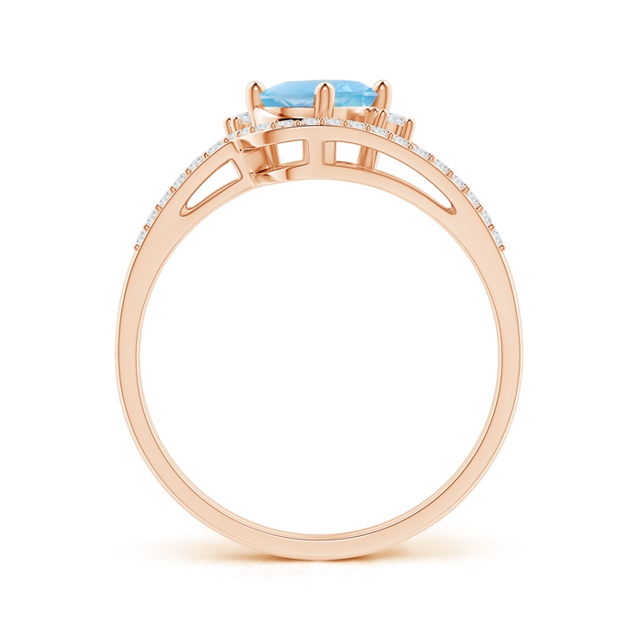 7x5mm A Oval Swiss Blue Topaz and Diamond Wedding Band Ring Set in Rose Gold side-1