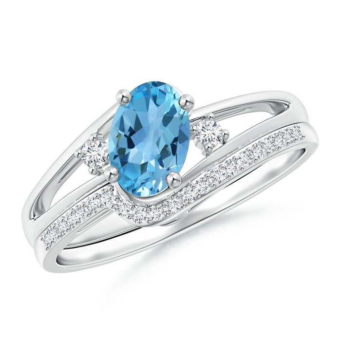 AA - Swiss Blue Topaz / 1.08 CT / 14 KT White Gold