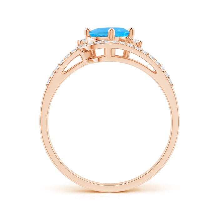7x5mm AAA Oval Swiss Blue Topaz and Diamond Wedding Band Ring Set in Rose Gold side-1