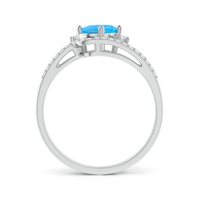 AAA - Swiss Blue Topaz / 1.08 CT / 14 KT White Gold