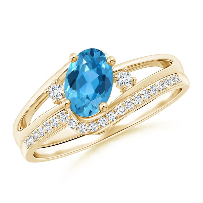 AAA - Swiss Blue Topaz / 1.08 CT / 14 KT Yellow Gold