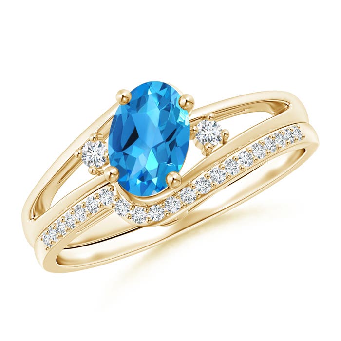 AAAA - Swiss Blue Topaz / 1.08 CT / 14 KT Yellow Gold