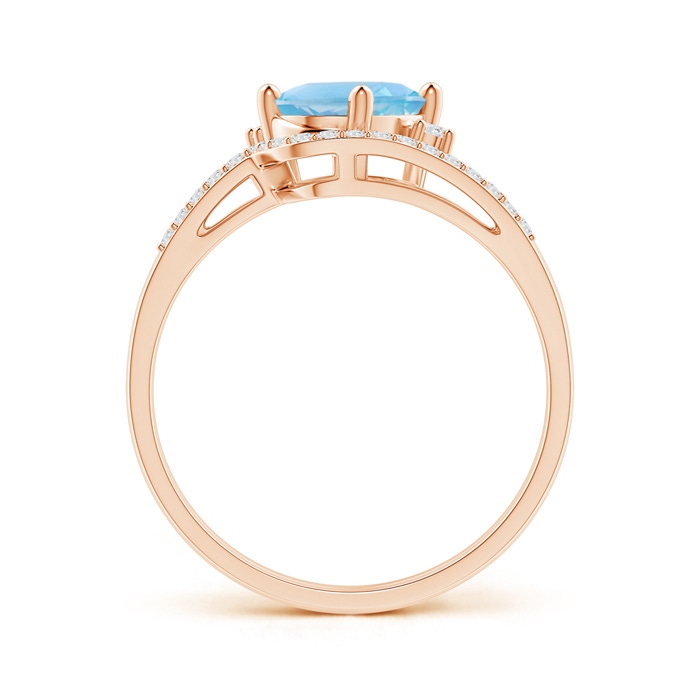 8x6mm A Oval Swiss Blue Topaz and Diamond Wedding Band Ring Set in Rose Gold side-1