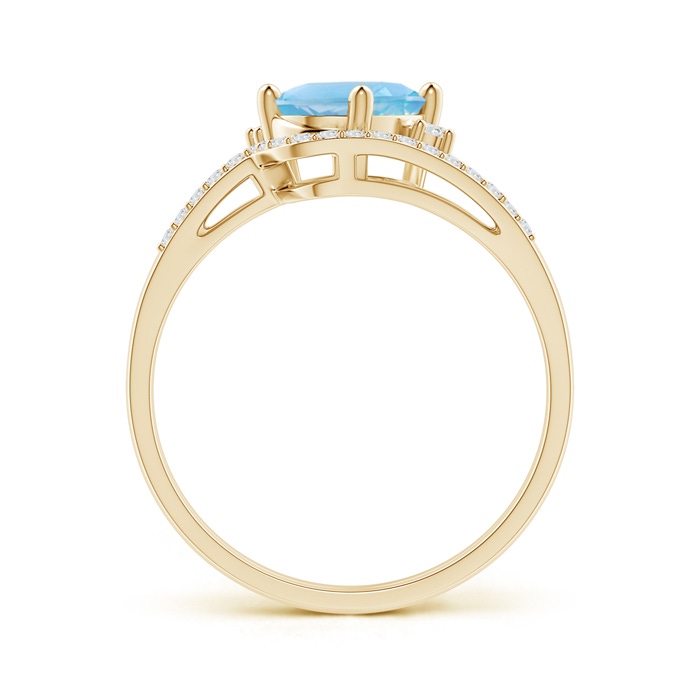 8x6mm A Oval Swiss Blue Topaz and Diamond Wedding Band Ring Set in Yellow Gold side-1