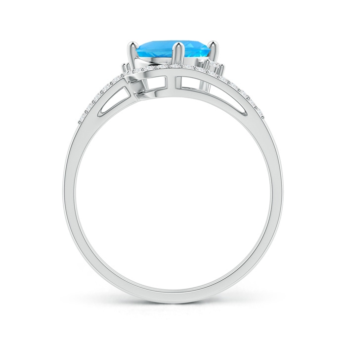8x6mm AAA Oval Swiss Blue Topaz and Diamond Wedding Band Ring Set in P950 Platinum side-1