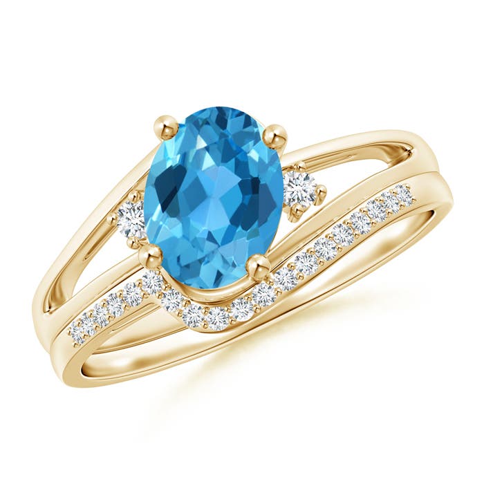 AAA - Swiss Blue Topaz / 1.7 CT / 14 KT Yellow Gold