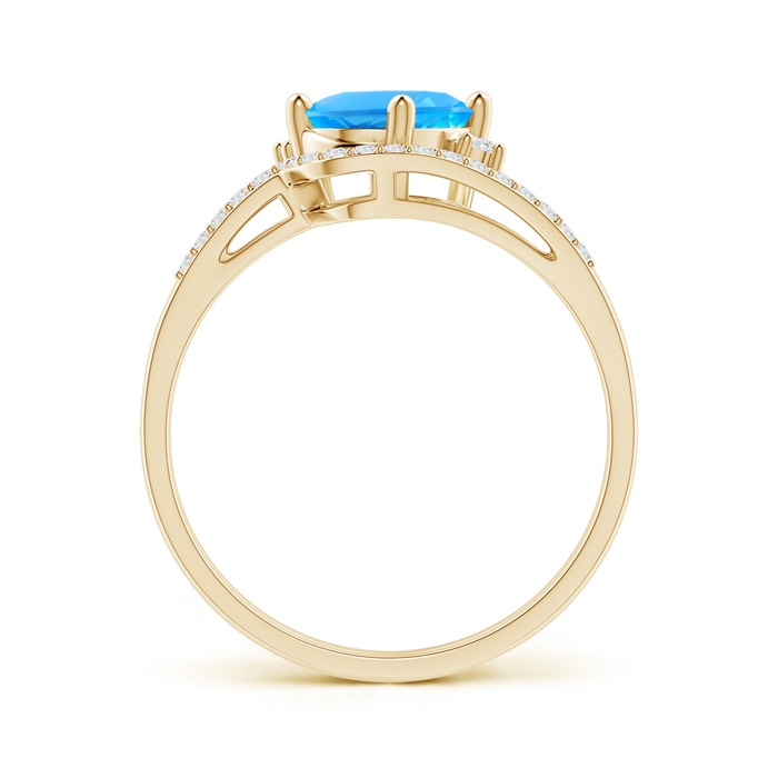8x6mm AAAA Oval Swiss Blue Topaz and Diamond Wedding Band Ring Set in Yellow Gold side-1