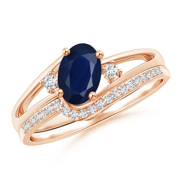 A - Blue Sapphire / 0.98 CT / 14 KT Rose Gold