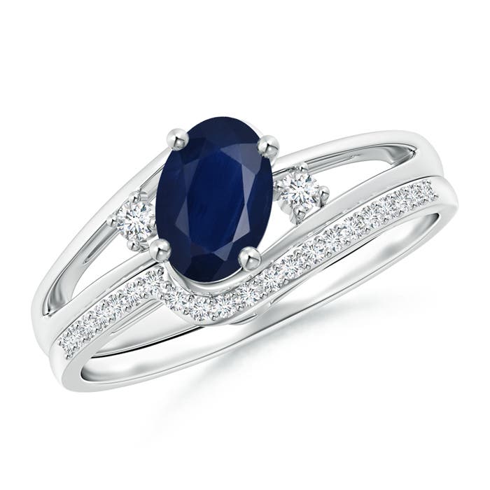 A - Blue Sapphire / 0.98 CT / 14 KT White Gold