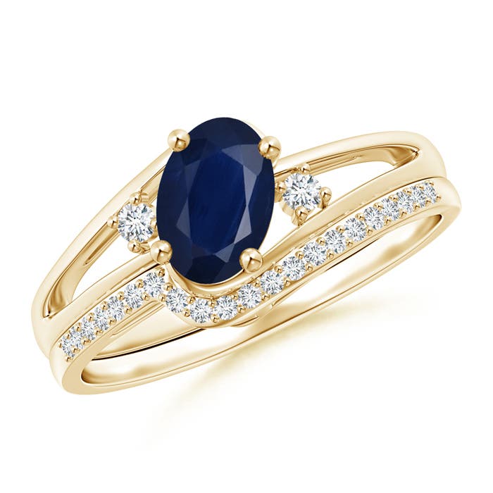 A - Blue Sapphire / 0.98 CT / 14 KT Yellow Gold