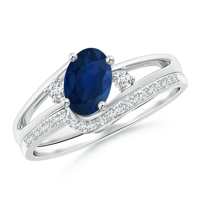 AA - Blue Sapphire / 0.98 CT / 14 KT White Gold