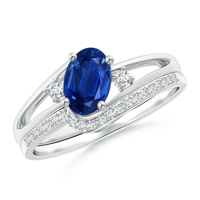 AAA - Blue Sapphire / 0.98 CT / 14 KT White Gold